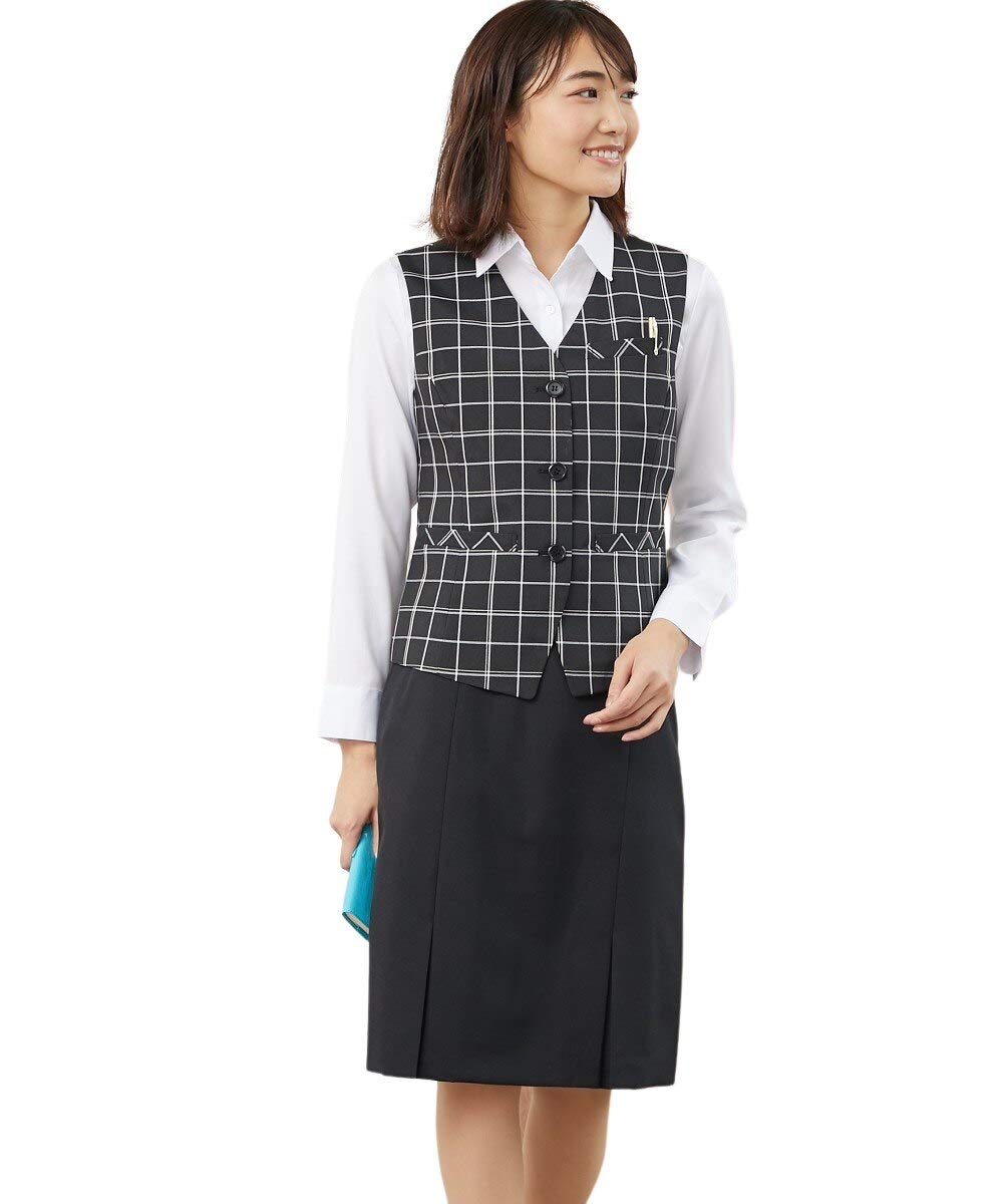 [ニッセン] 【事務服・会社制服】ベストスーツ（ベスト＋ボックスプリーツスカート）（抗菌防臭テープ付）