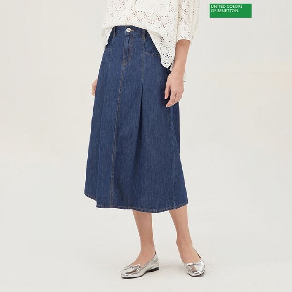 [ベネトン] ベネトンバックバンディング AラインデニムスカートBASKA5531