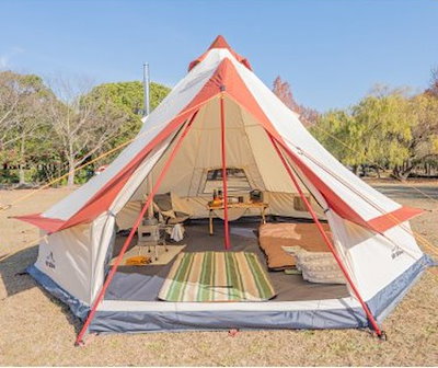 ワンポール キャンプテントコットン グランピング インディアンテント od283 Hill Stone ワンポールテント 6人用 通気性 防水 ロッジテント