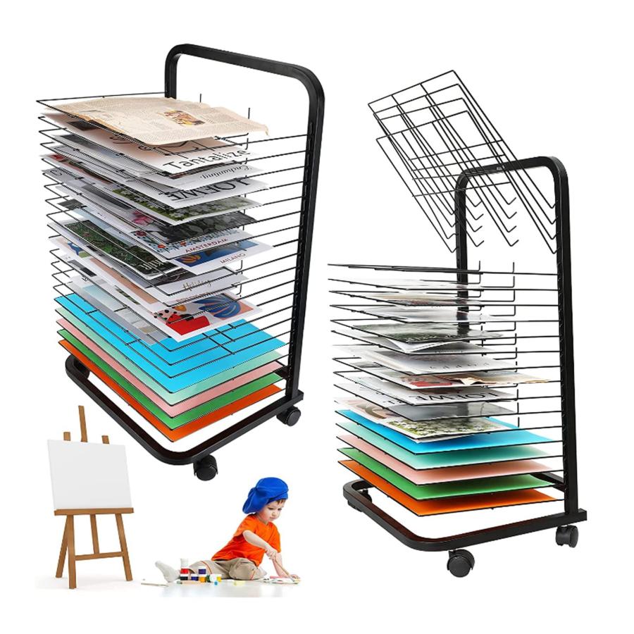 芸術の乾燥の棚塗装イーゼル折りたたみ式 アート乾燥ラック モバイル乾燥は 教育製品乾燥ラック省スペースシェルフ（A3アートワーク絵画用）