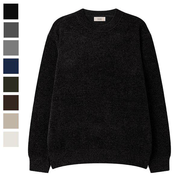 メンズベロアベルベットラウンド長袖ニット SG-KN-Q083-ブラック