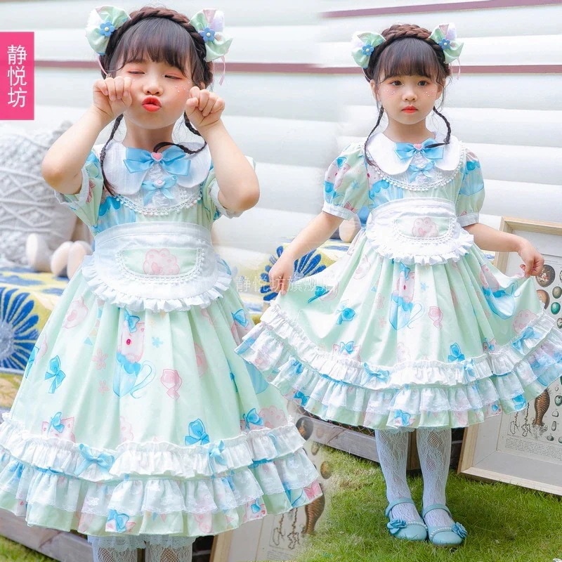 オリジナル子供用夏新スタイルティーカップニャーガール半袖プリンセスチュチュ