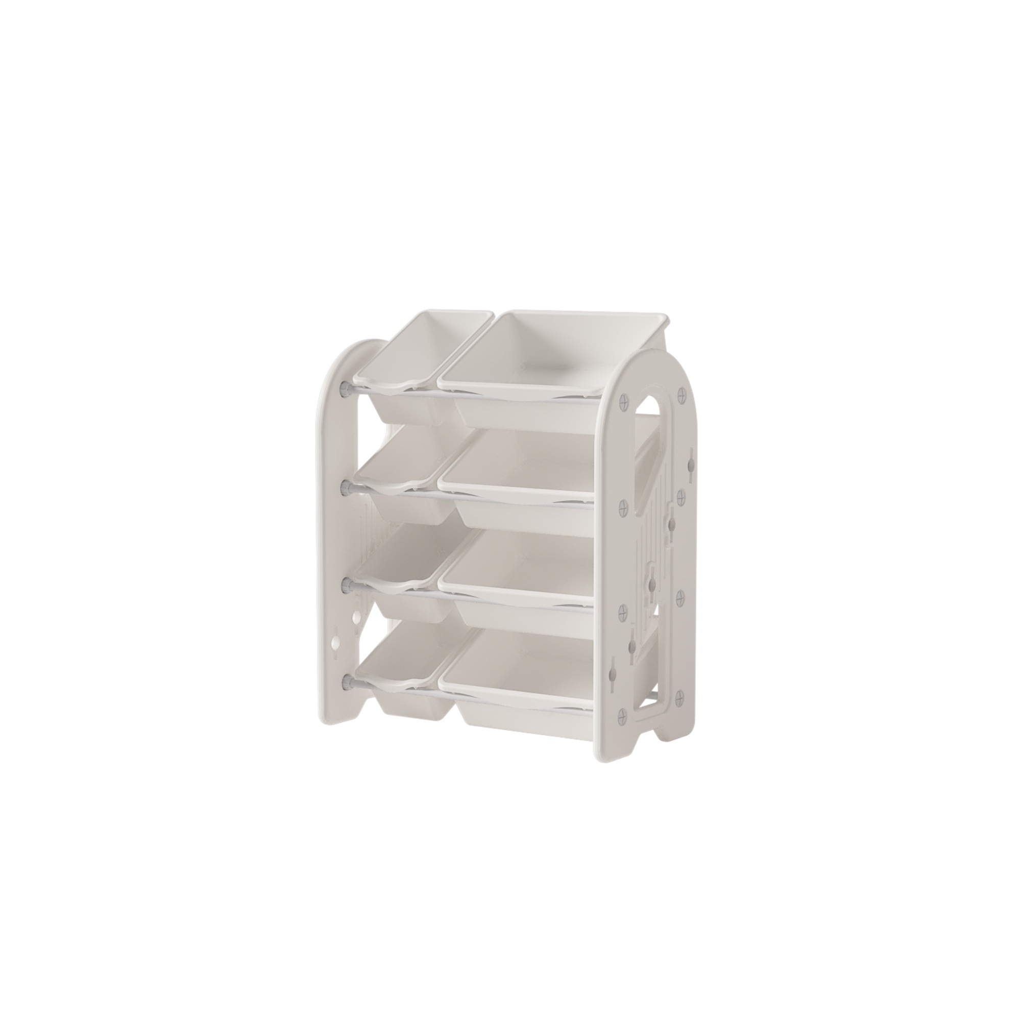 おもちゃ 収納 ラック 4段 棚 おもちゃ箱 おもちゃ収納4段ラック 絵本棚 スリム グレー+ホワイト オモチャ収納 おしゃれ ワイドタイプ 大容量 組立カンタン こども キッズ 入学 入園 新生活