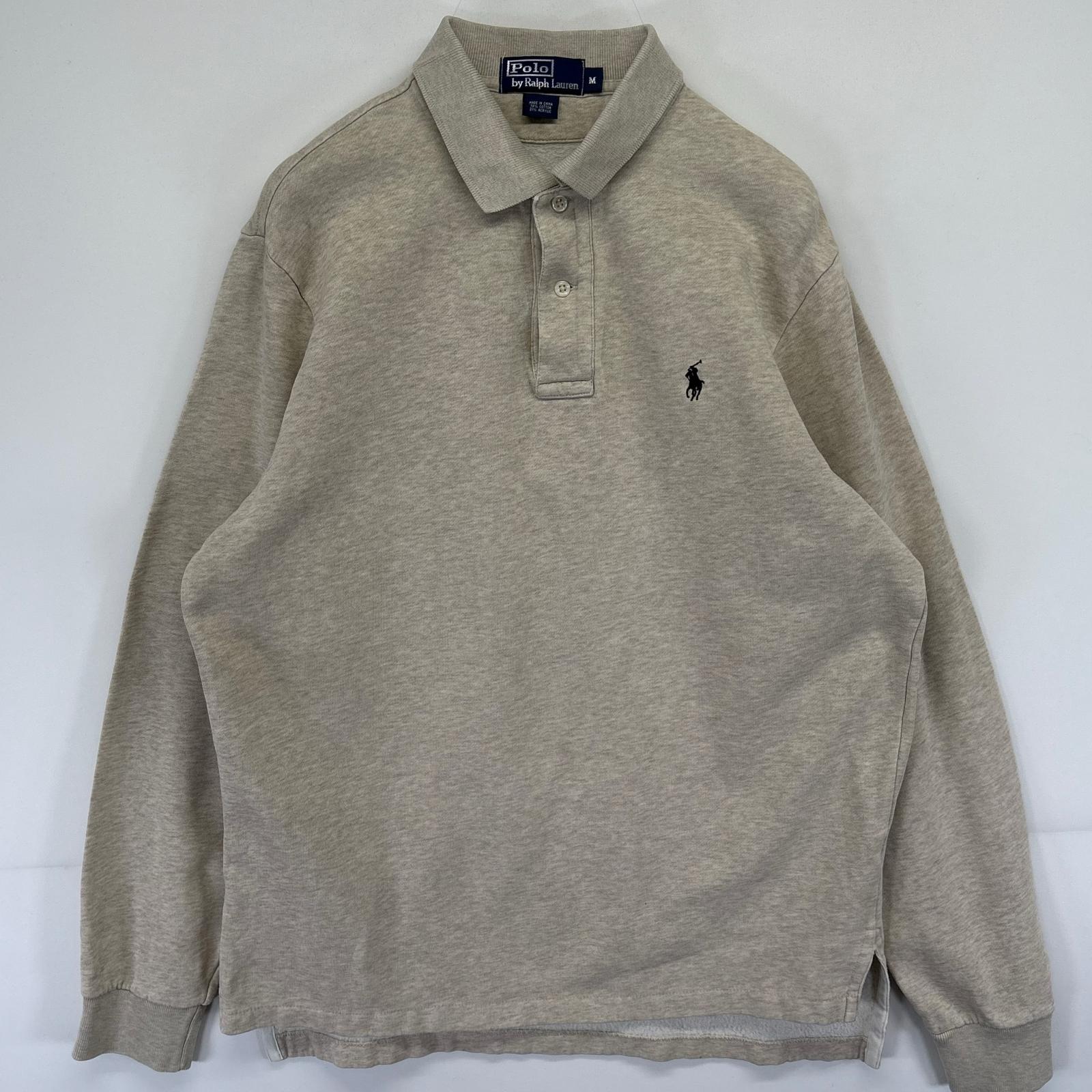 古着 90s/90年代 ポロバイラルフローレン Polo by Ralph Lauren スウェット ハーフボタン ワンポイントロゴ M グレー系 メンズ 5,214円