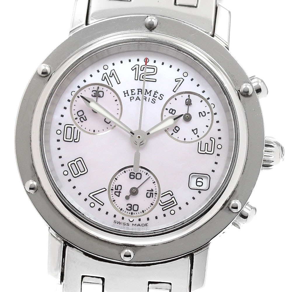 エルメス HERMES CL1.310 クリッパークロノ デイト クォーツ レディース _917159【中古】