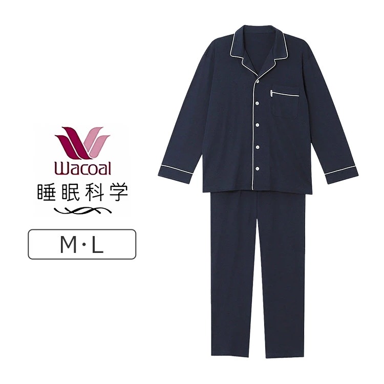 ワコール 睡眠科学 パジャマ 上下セット メンズ 天綿 綿100% 10分丈 10分袖 M/L YGX504