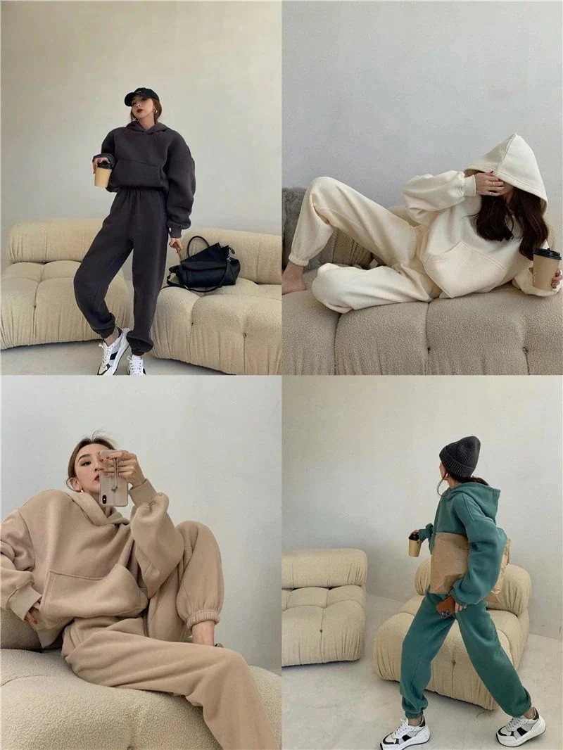 レディース 韓国クロップドトップ ゆったり スポーツウェア 成人の日セットアップ シンプル スウェットパンツ