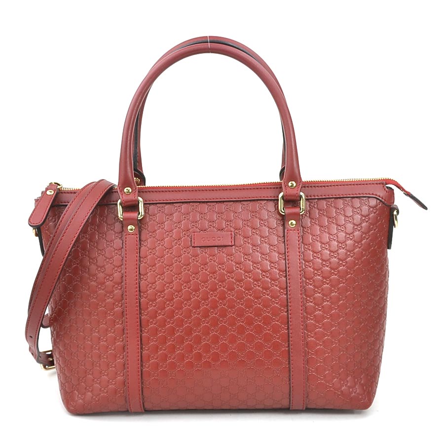 グッチ GUCCI ハンドバッグ ショルダーバッグ マイクログッチシマ レザー レッド レディース 449656 r10602g