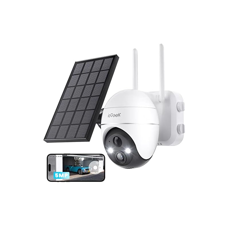 【2023 5MP AIアップグレード】 ieGeek 防犯カメラ 屋外 ソーラー 防犯カメラ ワイヤレス 屋外 AI人体検知 動物/パッケージ検知 500万カラー夜間撮影 監視カメラ 屋外 ソーラー