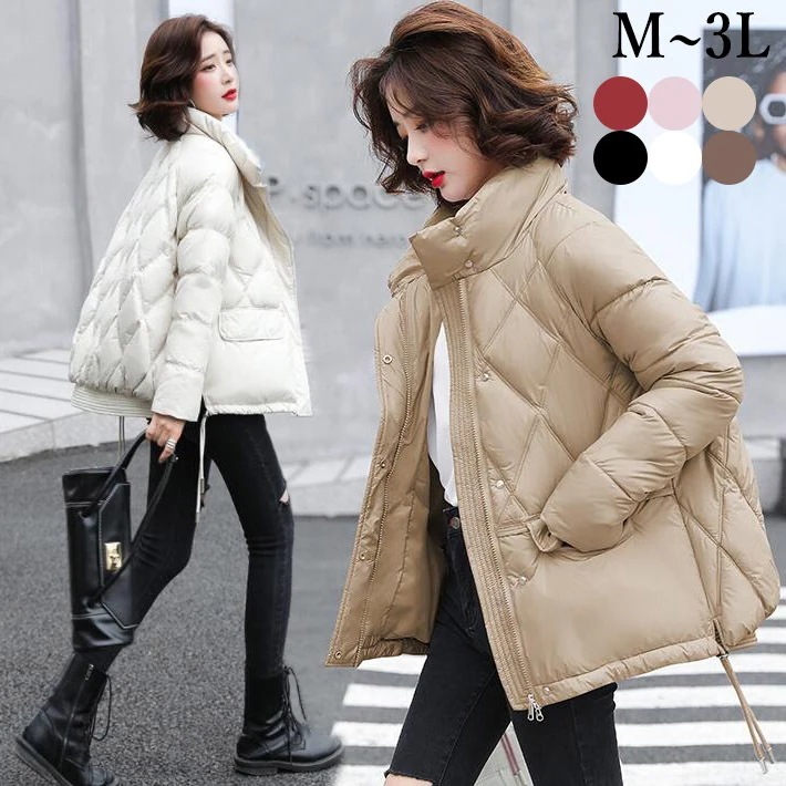 中綿コート ダウンコート レディース　キルティング　コート ジャケット　ダウンジャケット　ショート丈 大きいサイズ　温かい　防寒　軽量　冬 M L 2L 3L今日は30パーセント 5,246円