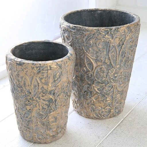 植木鉢 おしゃれ 陶器 ダイナスティートールポット2点セット 18.5cm 6号 14cm 5号 縦長 観葉植物向け