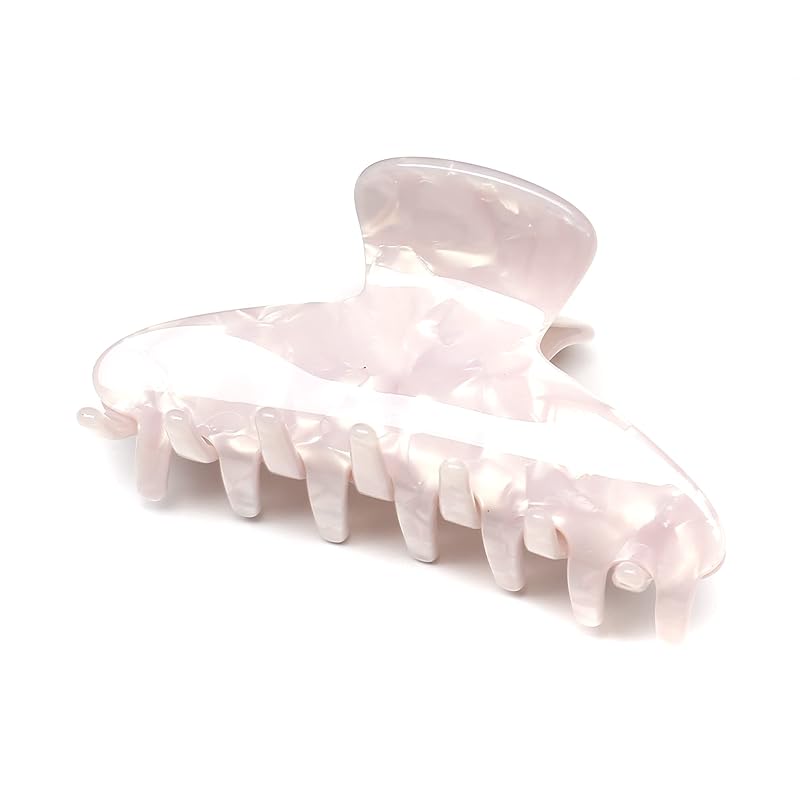 QinGoo 中くらい ヘアクリップ 白 髪留め クリップ バンスクリップ しっかりとまる ヘアアクセサリー 可愛い 大人 韓国 レディース 1本(8.5cm*4.8cm,Gem White)