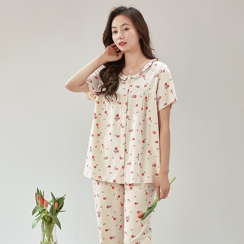 【急速発送】送.料.無.料.純綿 半袖 長ズボン 薄 手セシット パジャマ ルームウェア