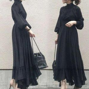 ロングワンピース ワンピース レディース 春春冬 40代 きれいめ マキシ丈ワンピース 春 長袖 黒ワンピース 卒業式 フォーマル 結婚式ドレスraimu