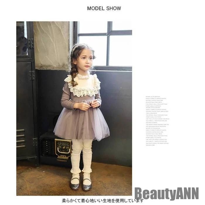 爆裂超 新生活 ワンピース 子供服 女の子 膝上丈 ミディアムワンピース レース付き フリルネック 長袖 ルワンピース 裏地付き 裏ボア 秋新作 秋 春 冬 秋ファッション 冬物 春物 秋物