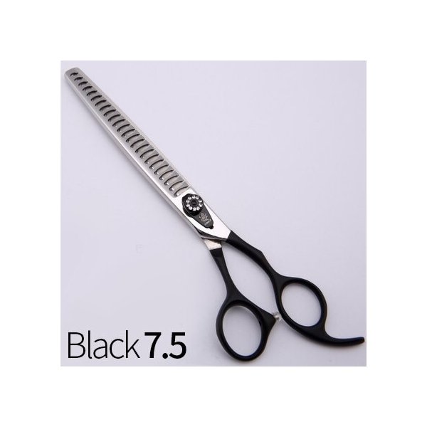 フェニスプロフェッショナルペットグルーミングハサミ高級間伐鋏歯刃ステンレス鋼7.5インチ Black 7.5 inch