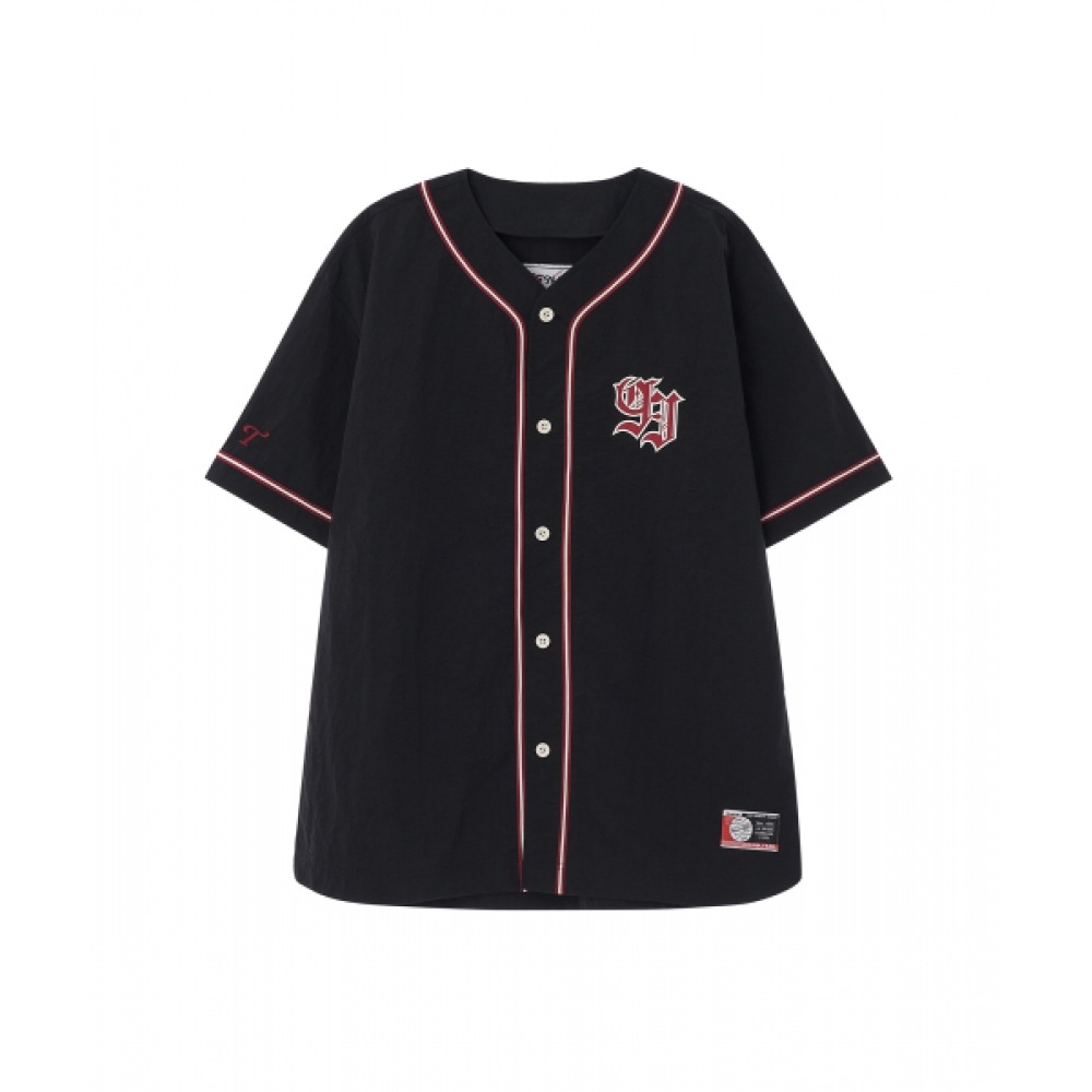 1993STUDIO [LGツインズ] アップリケベースボールジャージーシャツ_ブラック