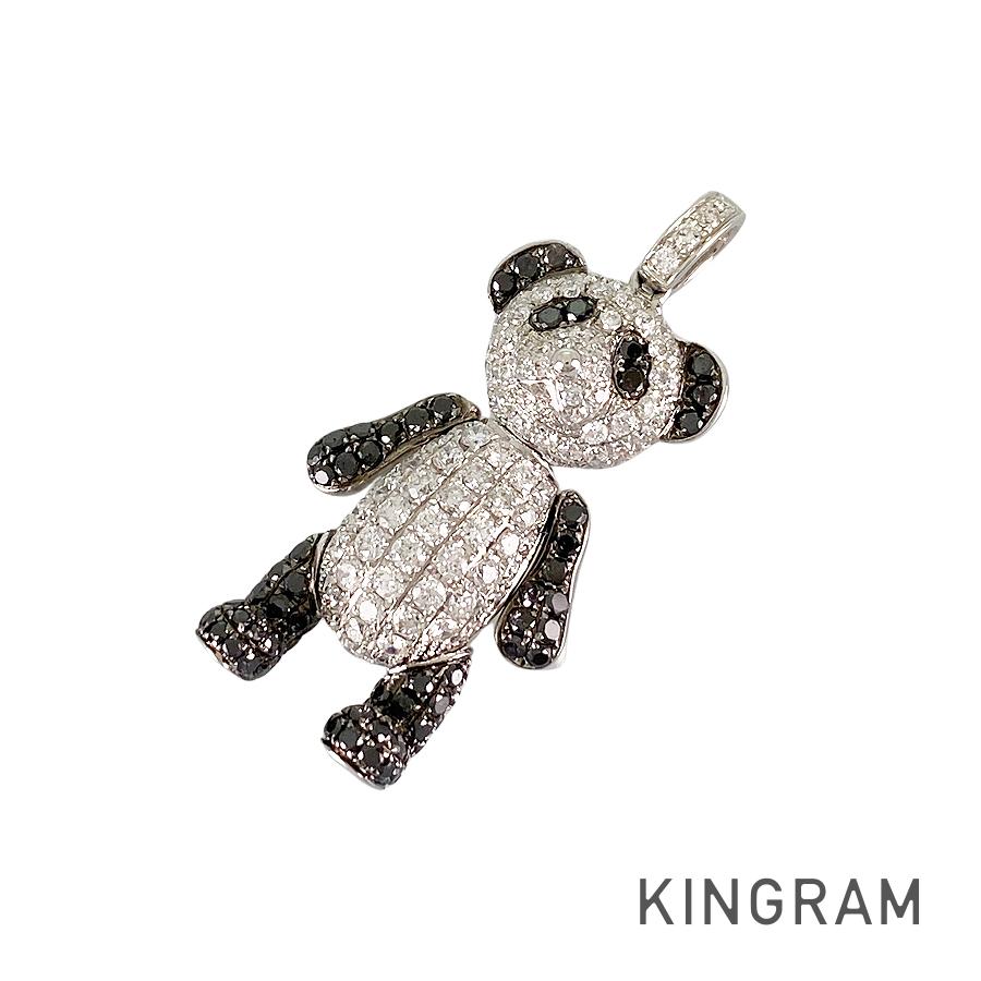 ペンダントトップ K18WG ダイヤモンド ブラックダイヤモンド sss【中古】