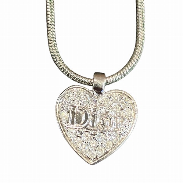 ディオール ハート ラインストーン シルバーカラー ネックレス レディース【中古】 6,783円