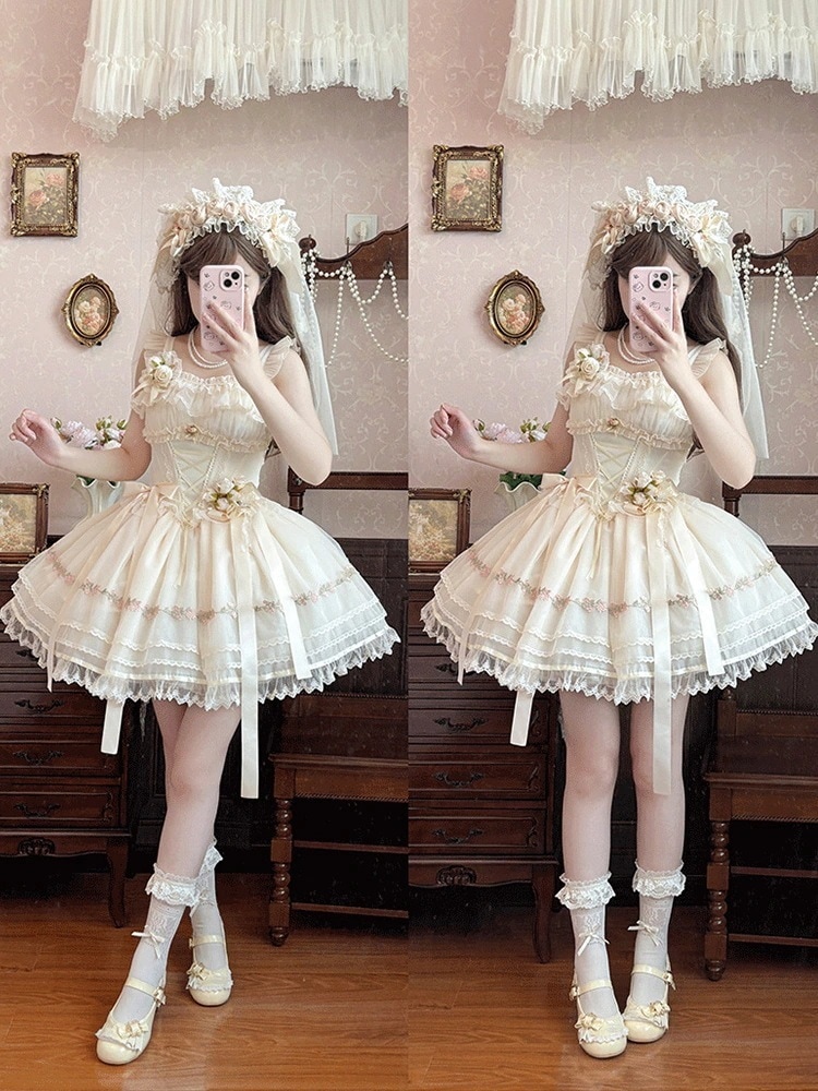 ロリータケーキスカートチュチュかわいいプリンセススカートバレエスタイルのロリータショートスカート