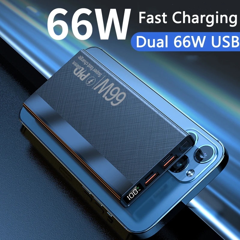 超急速充電パワーバンク,外部バッテリー充電器,パワーバンク,iPhone 13,14 pro,Huawei, Xiaomi, Samsung, PD 20W, 30000mAh, 66W - Ali