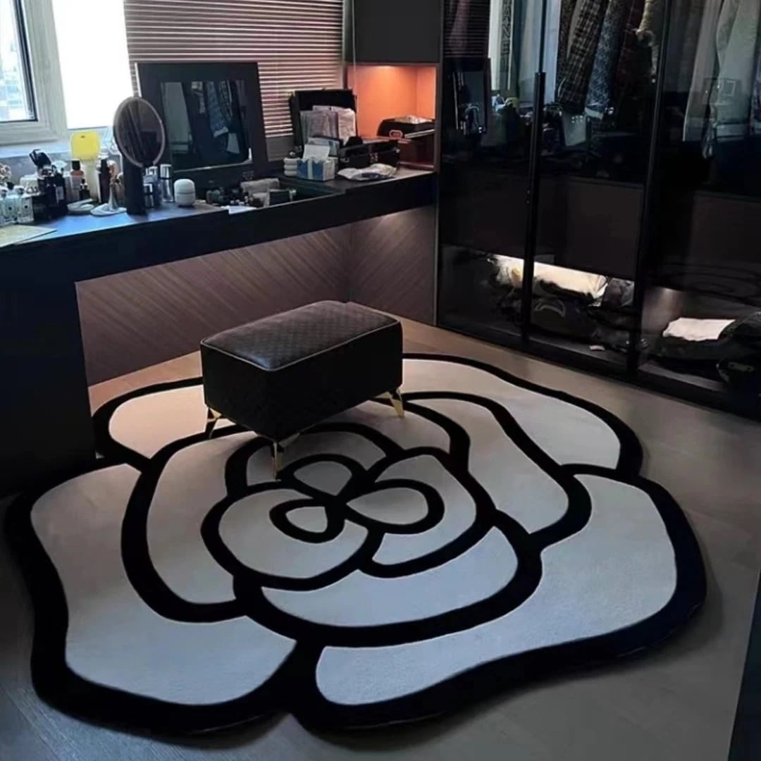 ハイエンド 家庭用 ベッドのそば デザインセンス 絨毯 ファッション 寝室 鏡台 スツール お花 不規則 カーペット