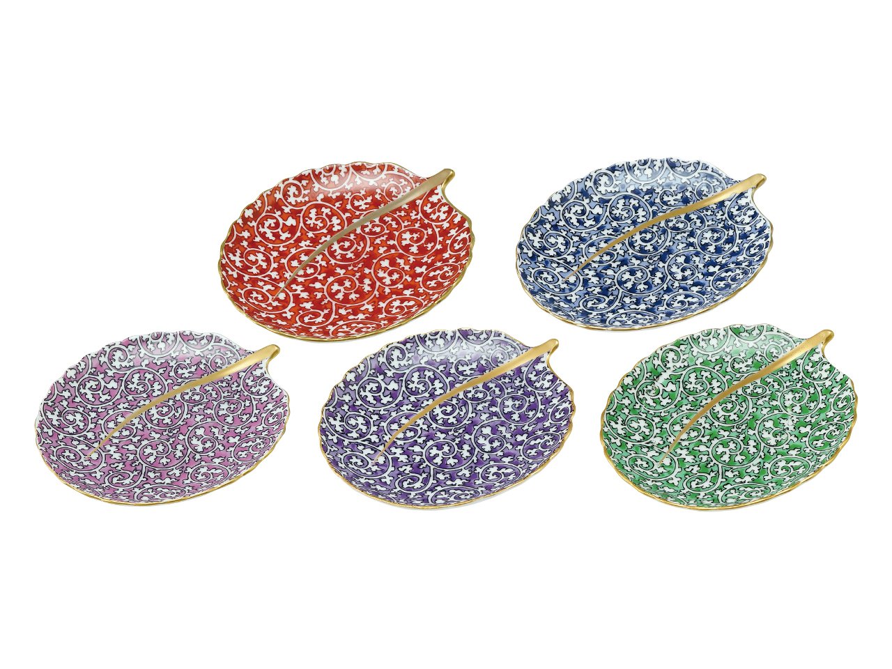山下工芸 小皿 5色蛸唐草 φ11×8.7×H1cm 有田焼 銘々皿 小 5枚セット 木箱入 45026270