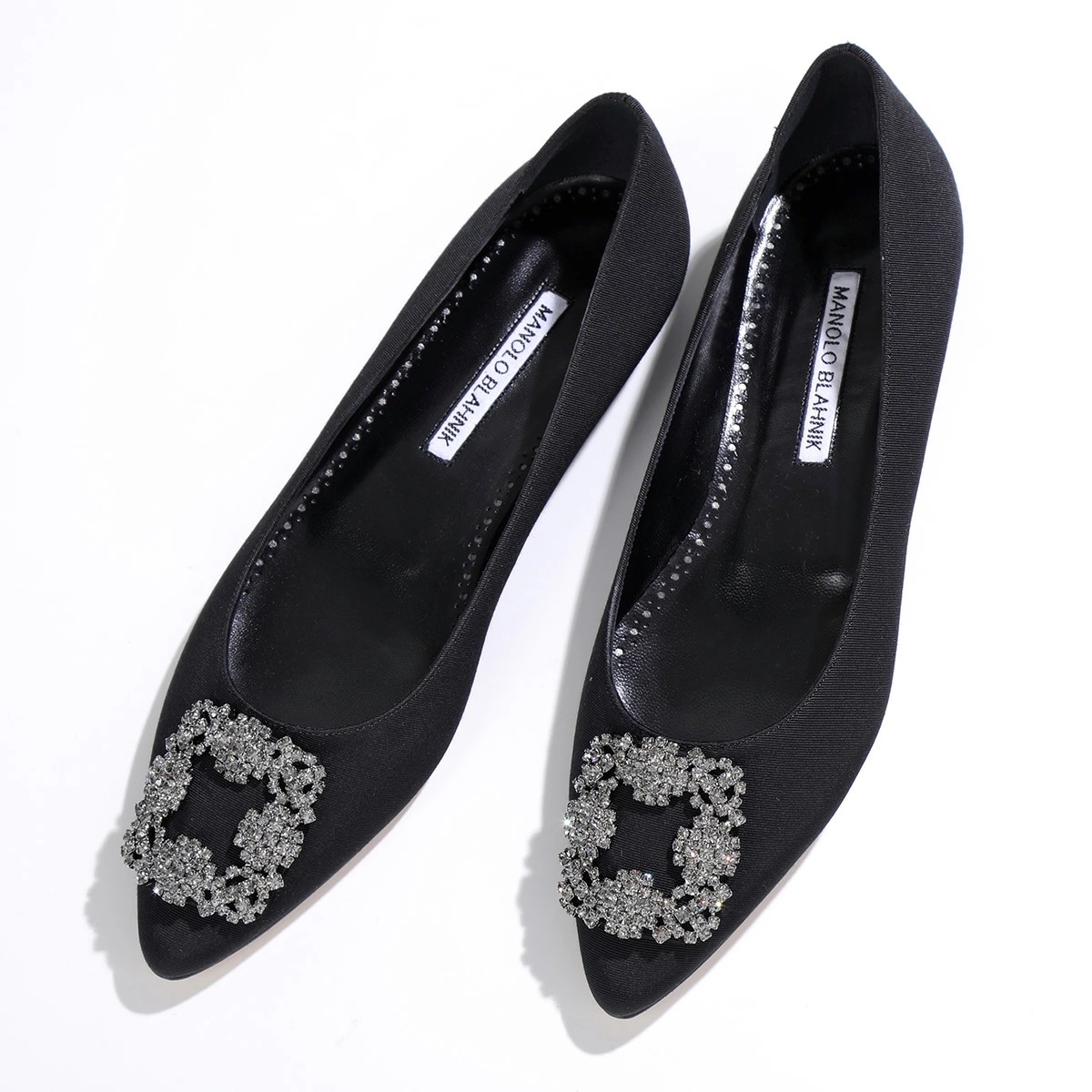 MANOLO BLAHNIK マノロブラニク パンプス HANGISIFLAT FMC GROSGRAIN ハンギシフラット グログラン 322 2216 レディース ジュエルバックル 靴 001/B