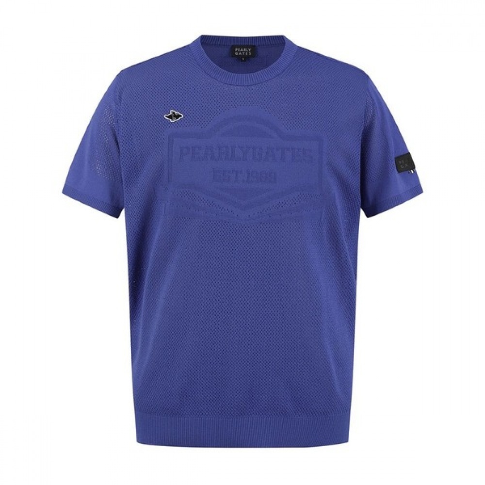 [パリゲイツ] メンズロゴメッシュ半袖ニット