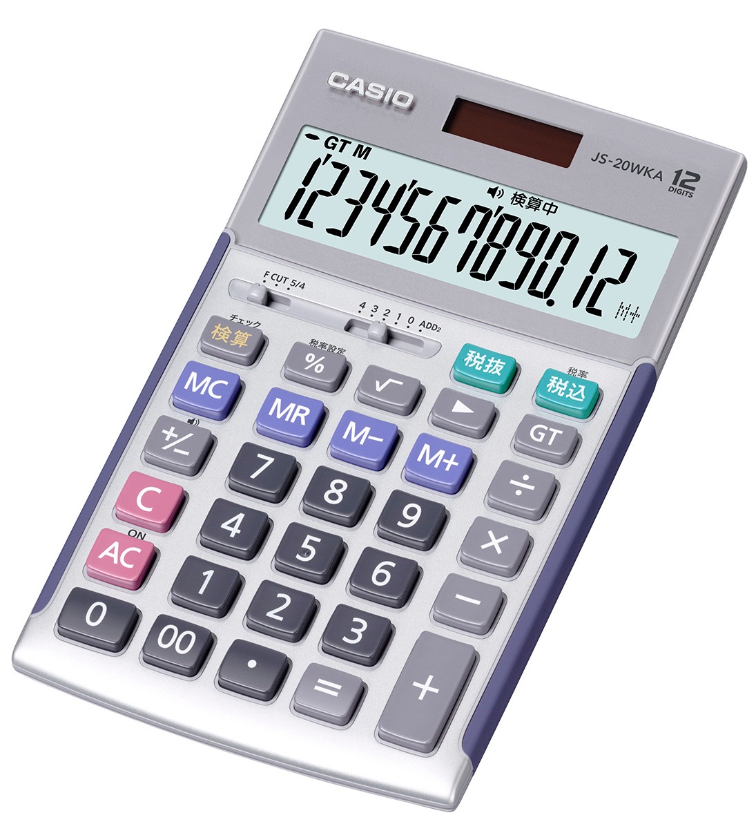 カシオ 12桁本格実務電卓ジャストタイプ　検算機能付き（シルバー） JS20WKASRN