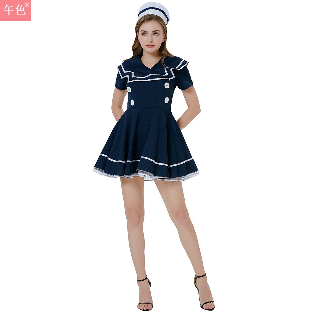 外国貿易ヨーロッパとアメリカの海軍風セーラー服ゲームユニフォーム誘惑ドレスショートスカートハロウィンロールプレイングステージ衣装