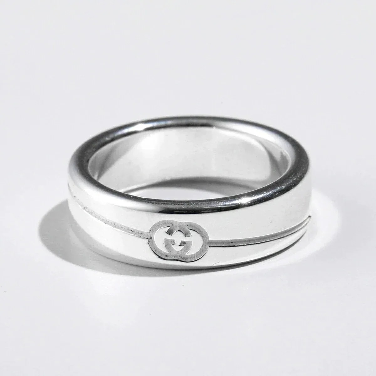 GUCCI グッチ リング TAG 774052 J8400 メンズ ダイアゴナル インターロッキングG 指輪 アクセサリー 8106/SILVER