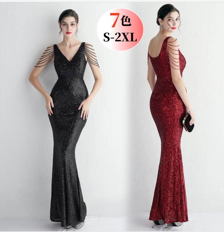 スパンコール衣装 キラキラ ステージドレス キャバドレス ワンピース ドレス 披露宴 二次会 キャバドレス ロングドレス タイトワンピース 無地 イブニングドレス お花嫁 パーティードレス 上品 女性