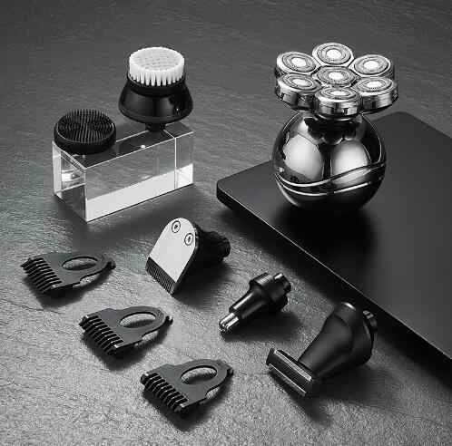 6-in-1 スキンヘッド用電気シェーバー 7Dシェーバー 全身水洗 メンズシェーバー 回転式 シェーバー 電気かみそり 防水 Type-C充電