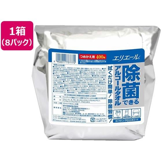 エリエール除菌できるアルコールタオル詰替 大容量 8パック 大王製紙
