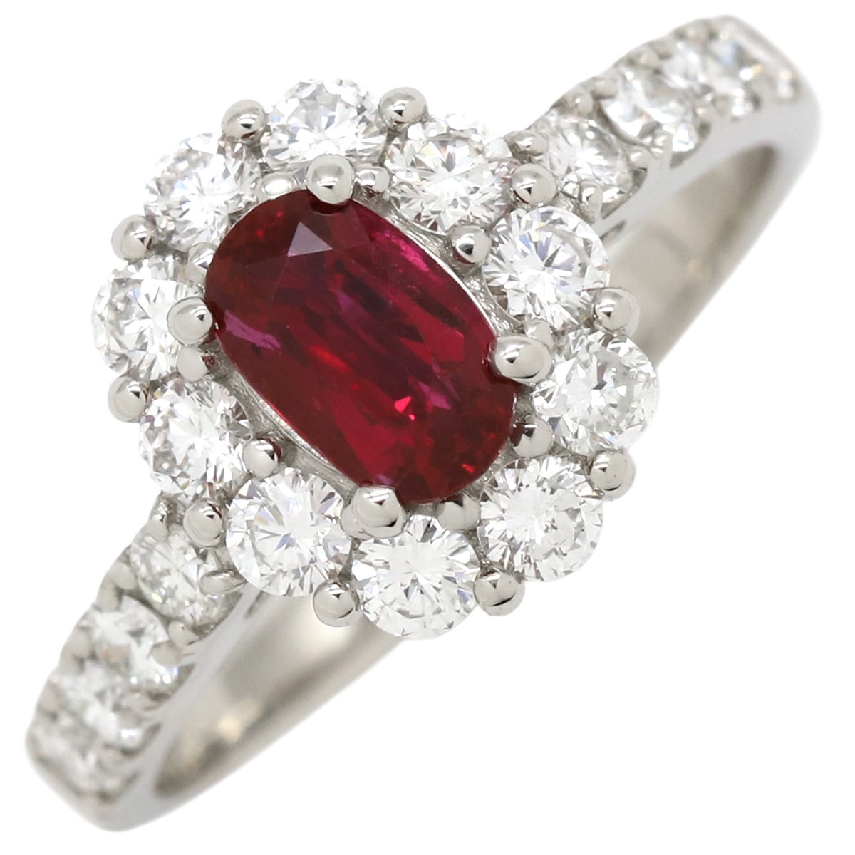 リング 指輪 ルビー ダイヤリング Pt900 ルビー ダイヤモンド プラチナシルバー レッド 赤 12号【中古】