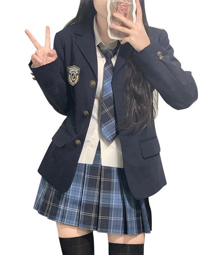 [QOOLYᅠ] JK 学生 スクール コスプレ ファッション レディース JK制服 COS コス ジャケット NAVY M