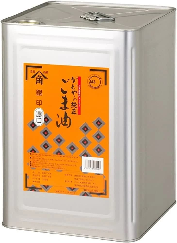かどや 純正 ごま油　銀印　濃口16.5kg 　缶