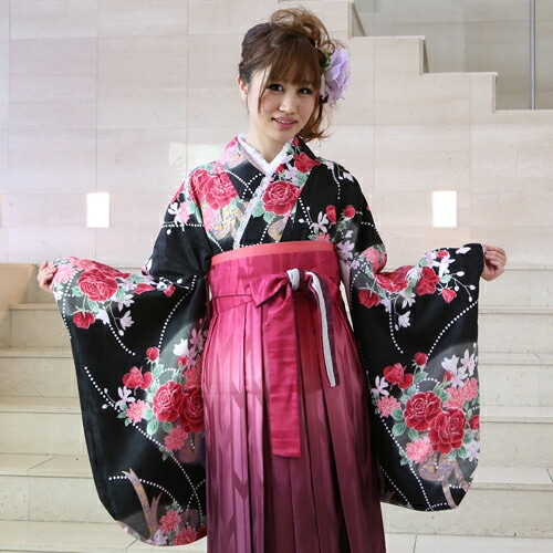 レンタル卒業式 袴 レンタル 女 袴セット 卒業式袴セット2尺袖着物＆袴 フルセットレンタル 安い ハカマ はかま rental