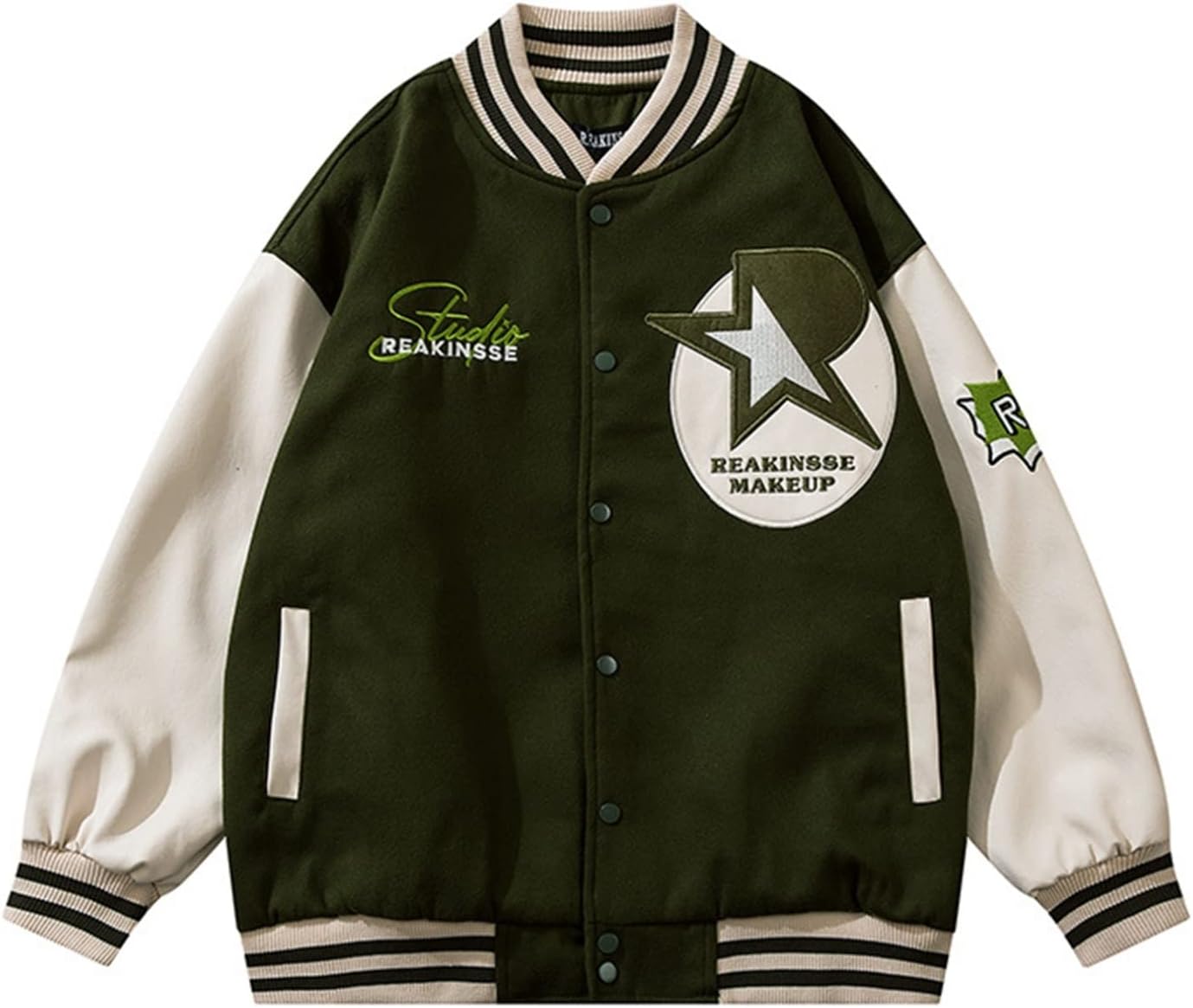 スタジャン メンズ アメカジ スタジアムジャンパー ジャケット ラシャ PU革袖 パッチワーク 刺繍 オシャレ ストリート ヒップホップ オーバー 春秋冬 羽織り ジャンパー 防風 保温性