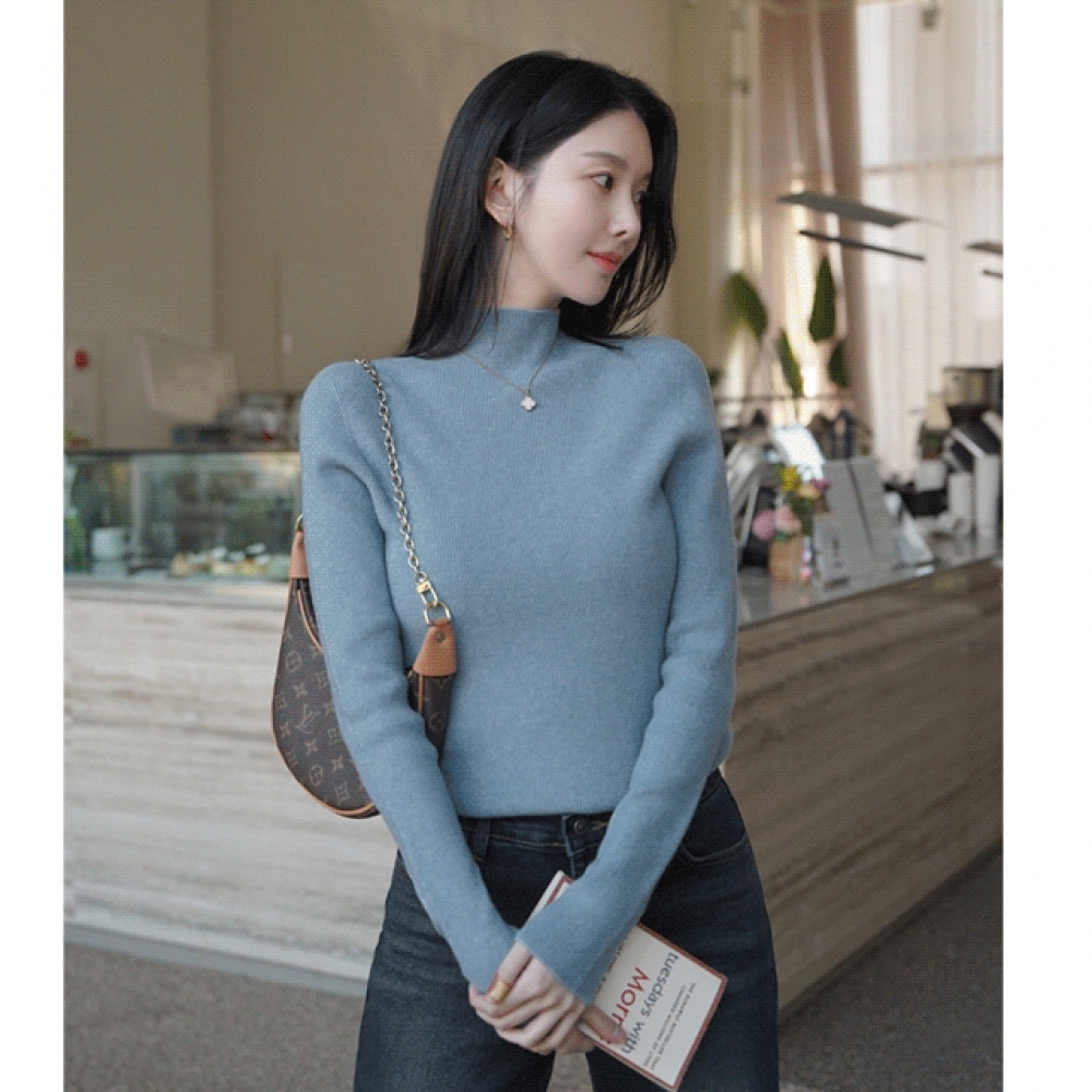 クリック＆ファニーホールビスコースハーフポーラーニット