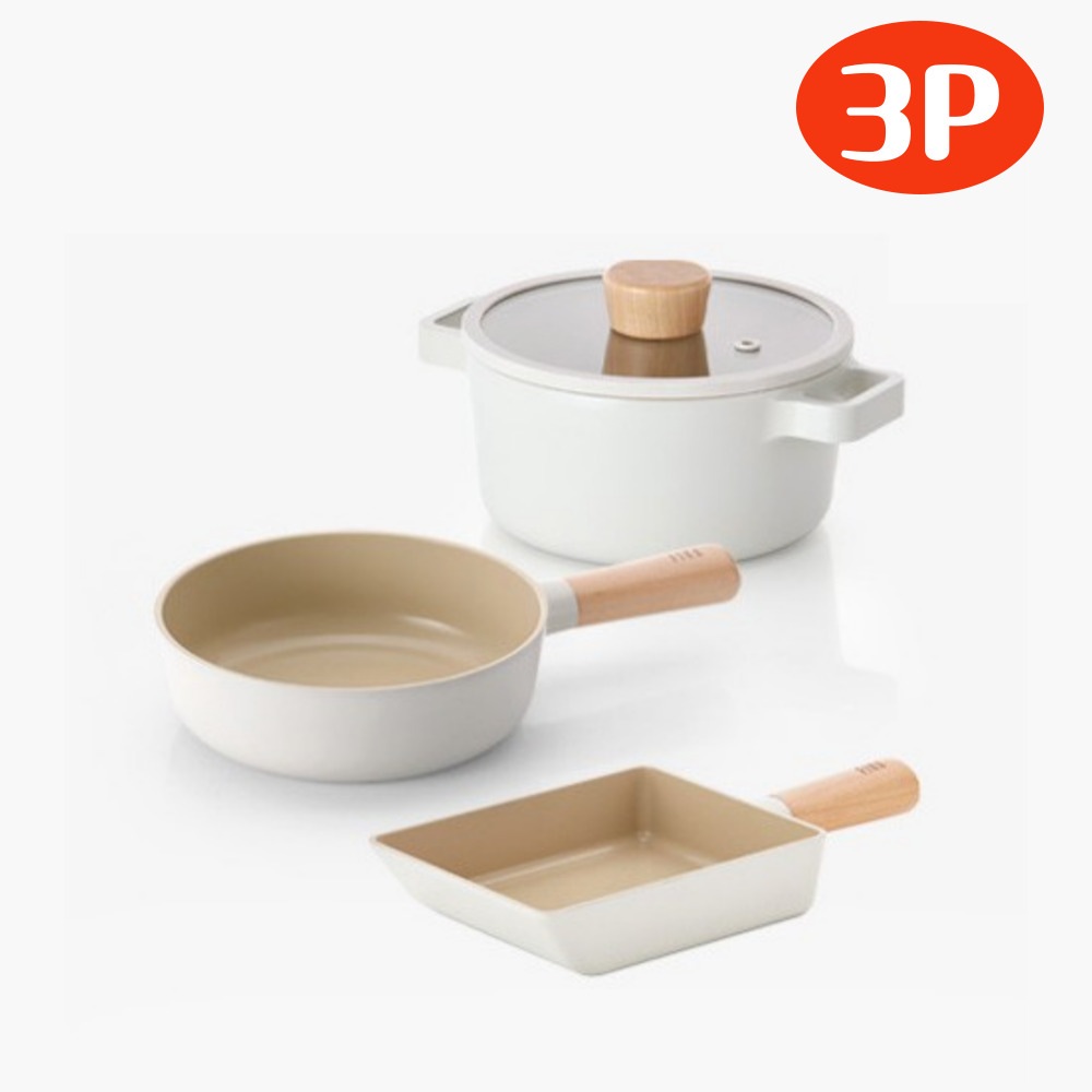 Fikaミニマル3種セット（18cmプチワーク+ 15cm卵焼きパン+18羊水鍋）/韓国人気調理器具セット