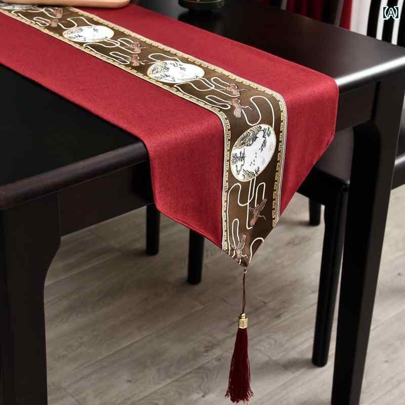 テーブルクロス クリスマス テーブルランナー おしゃれ 赤 鶴 タッセル 中国 コーヒー テレビ キャビネット マルチカバー 長方形 パーティー