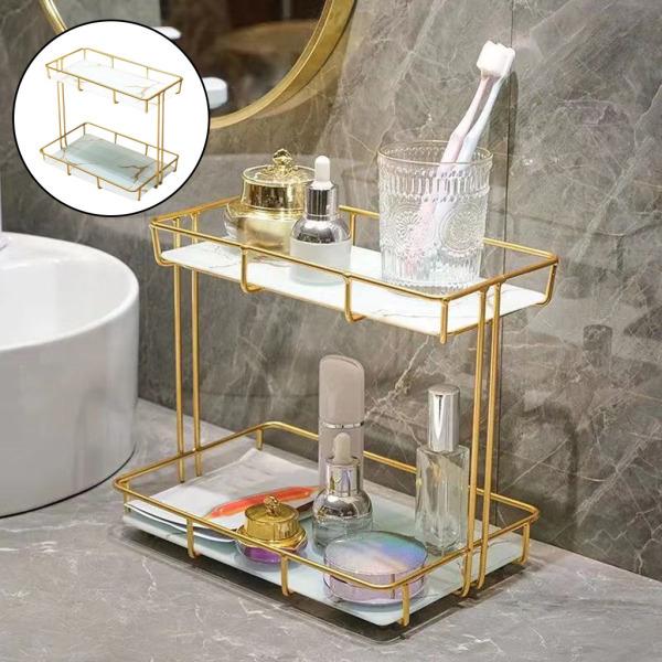 収納ラック多層収納ボックス香水ジュエリー容器バスケットL二重層ホワイト