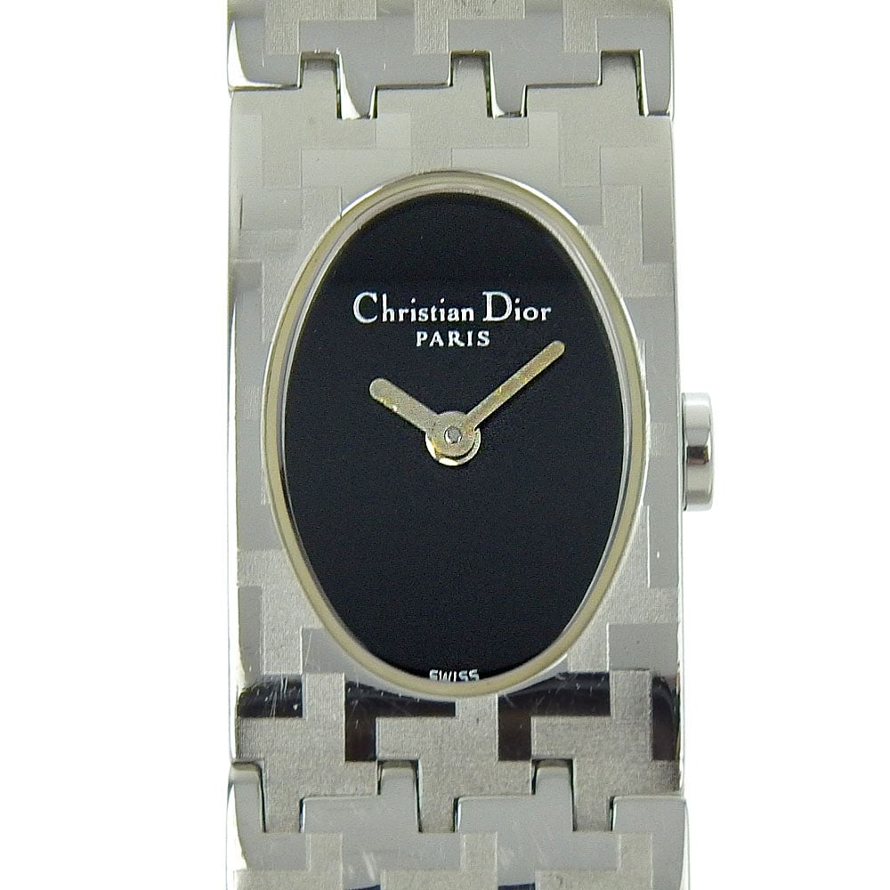 ミスディオール D70-100 腕時計 ステンレススチール クオーツ アナログ表示 レディース 黒文字盤 中古品