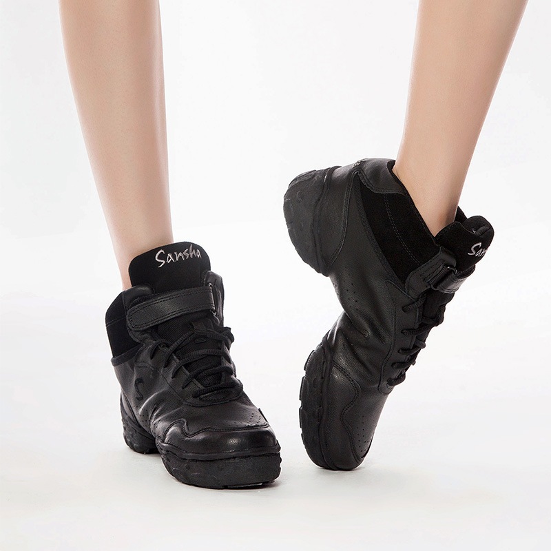 スニーカー ダンスシューズ 豚革 本革 柔らかい ハイカット ユニセックス ジャズ モダン ヒップポップ トレーニング ストレッチ B52Lpi