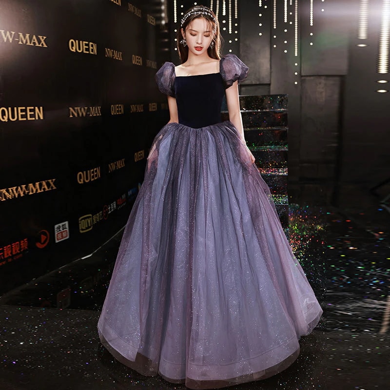 イブニングドレス2024秋冬宴会エレガント学生ホストロングドレス