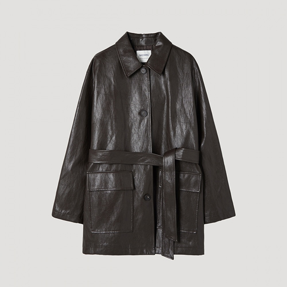 (Shes Miss) フェイクレザートレンチマコート_SWWBYP12040_DW