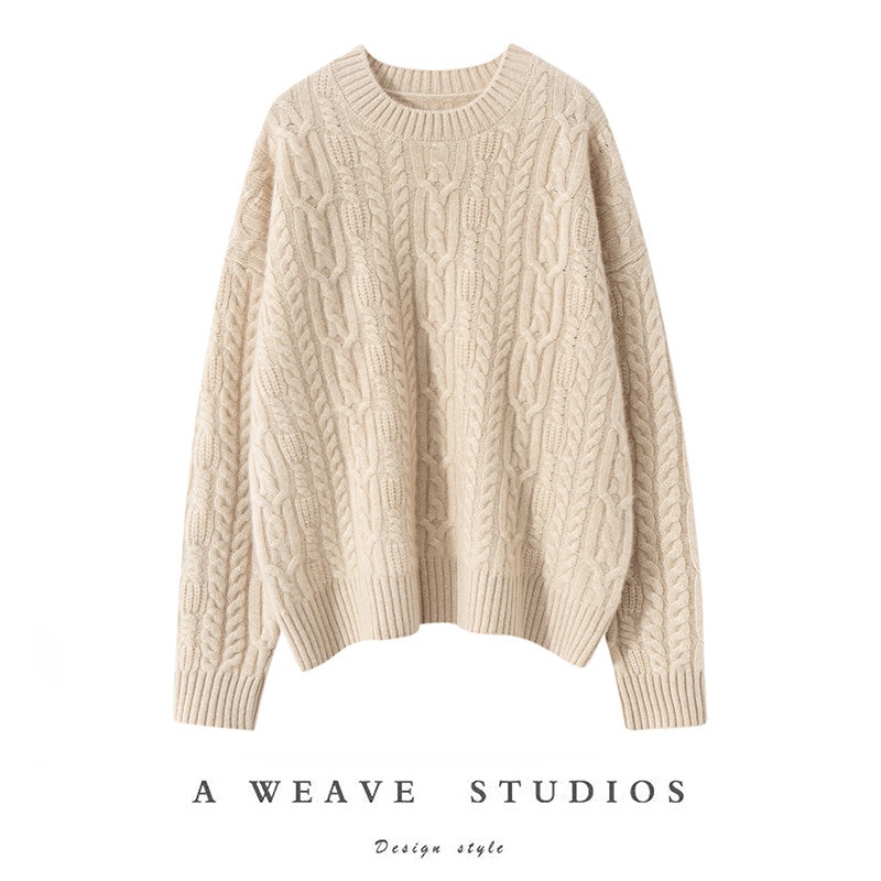 24秋冬100純カシミヤ重ポンド厚手セーターファッション通勤ニューフラワープルオーバーニット