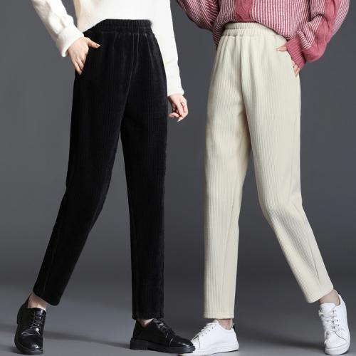 コーデュロイパンツ レディース 秋冬 ボトムス ハイウエスト 婦人服 ズボン 厚手 ストレート 黒 アプリコット